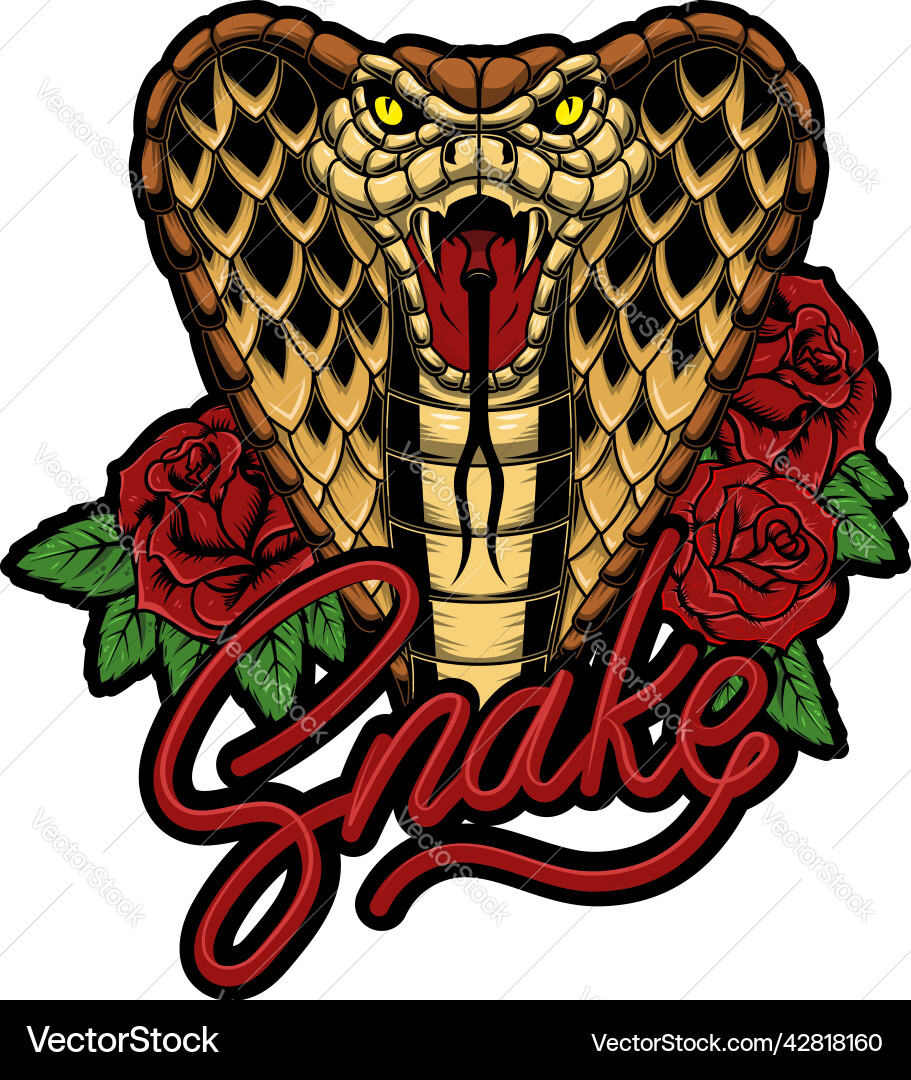 Snake on the background with roses design element Snake on the background with roses design element vector image