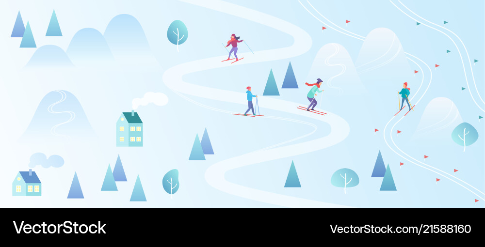Winter Ski Resort Landscape Vector Image