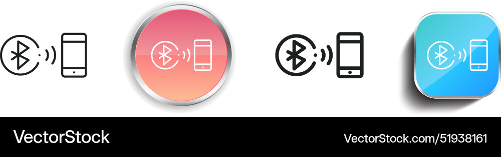 Bluetooth icon thin linear regular and button vector image