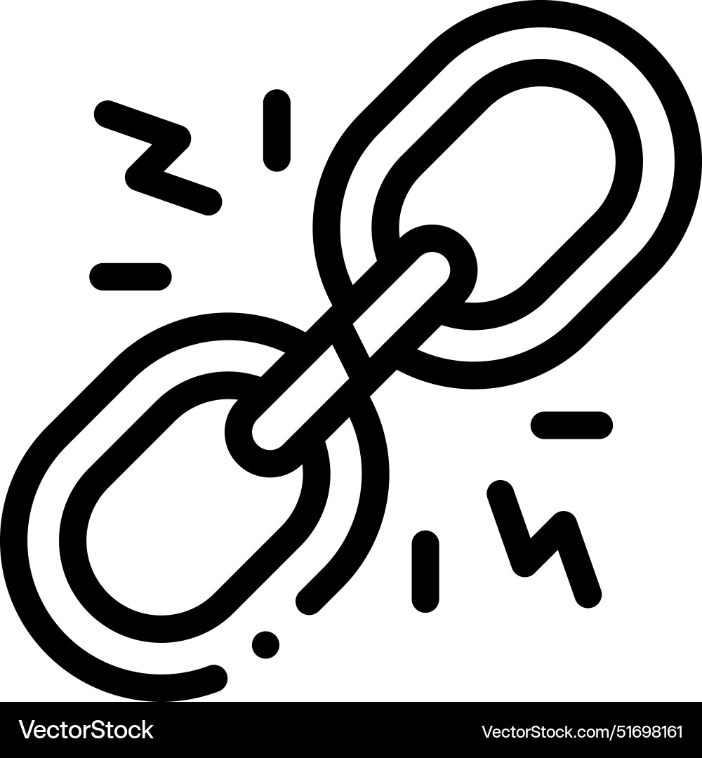 Broken link icon thin linear style design Broken link icon thin linear style design vector image