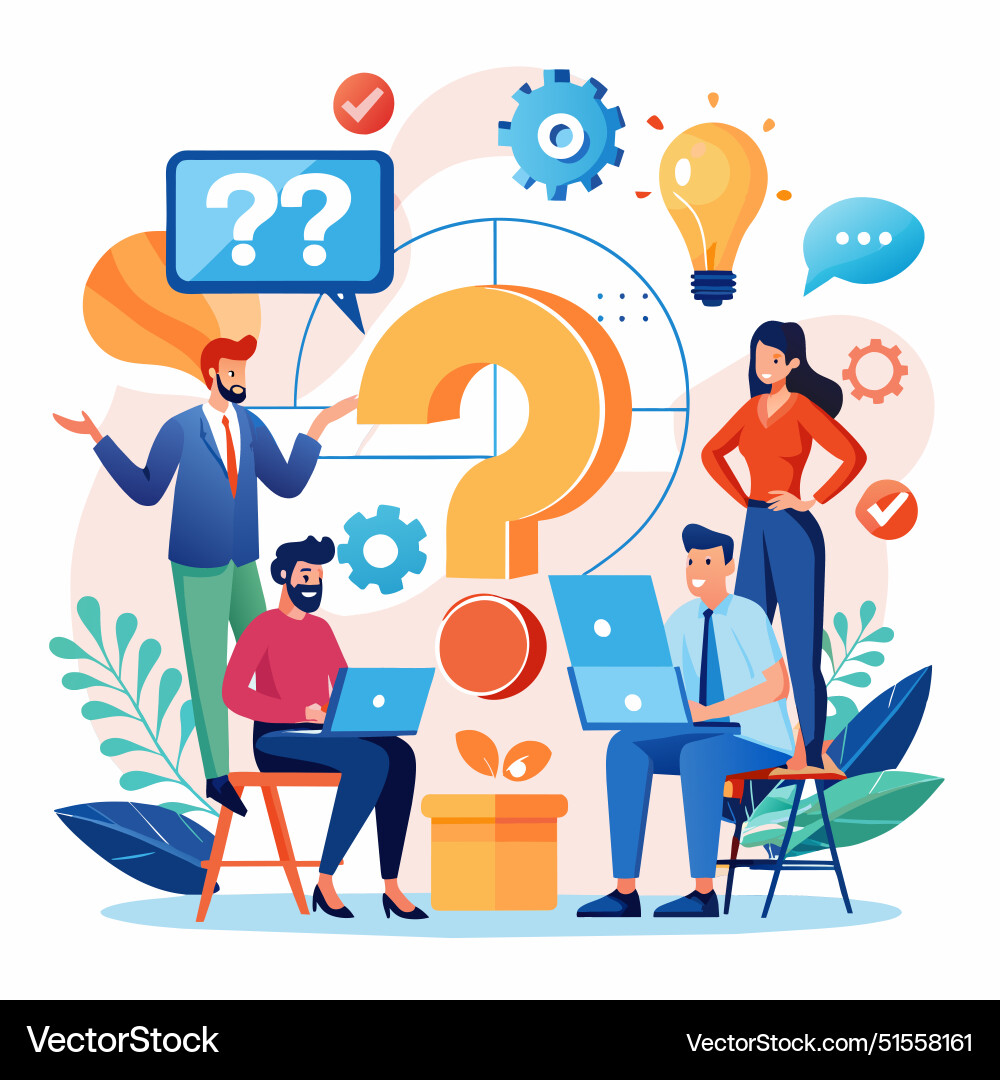 Faq question and answer solution to solve problem vector image