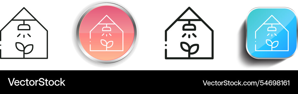 Greenhouse icon thin linear regular and button Greenhouse icon thin linear regular and button Vector Image