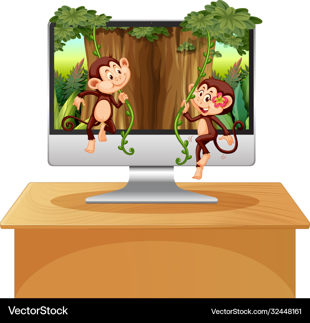 Jungle theme on computer background Jungle theme on computer background vector image