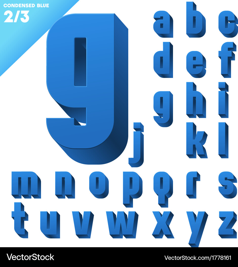 Three-dimensional condensed alphabet Vector Image