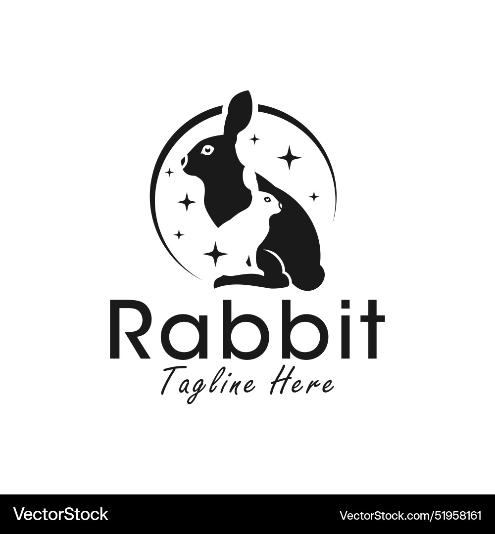 Two black rabbits logo Royalty Free Vector Image