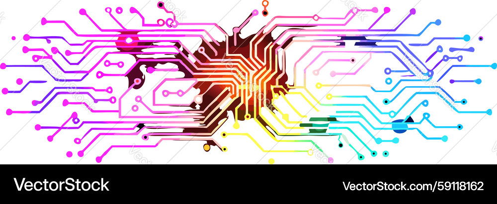 Dynamic Circuit Network Pattern Vector Image