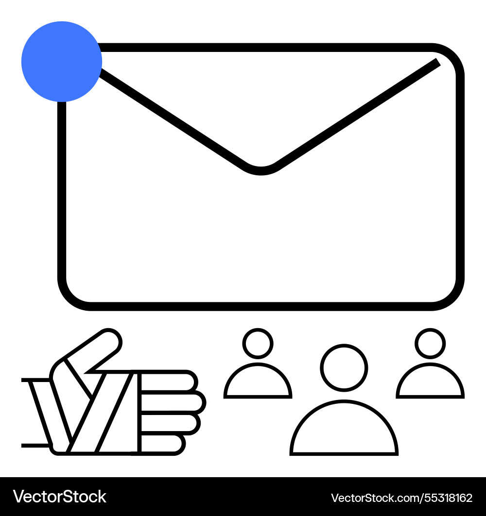 Email notification with thumbs up and user group Vector Image