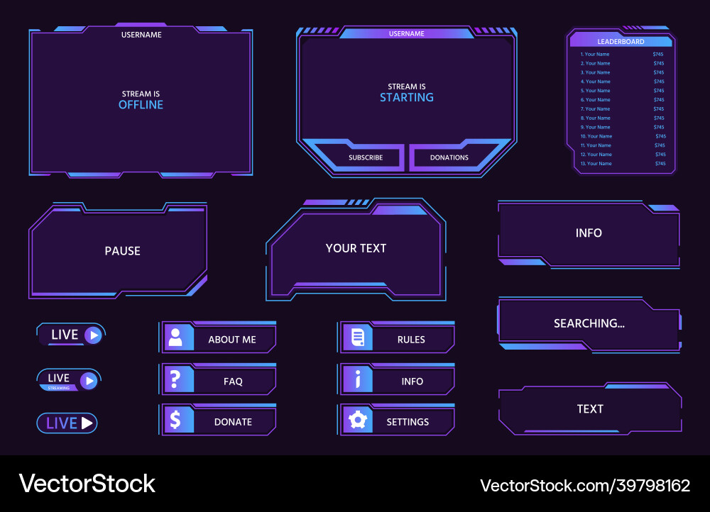 Futuristic UI Panels & Buttons vector image