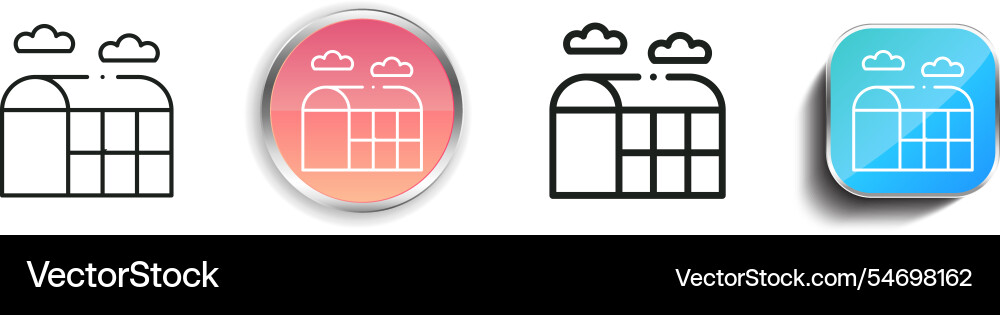 Greenhouse icon thin linear regular and button Greenhouse icon thin linear regular and button Vector Image