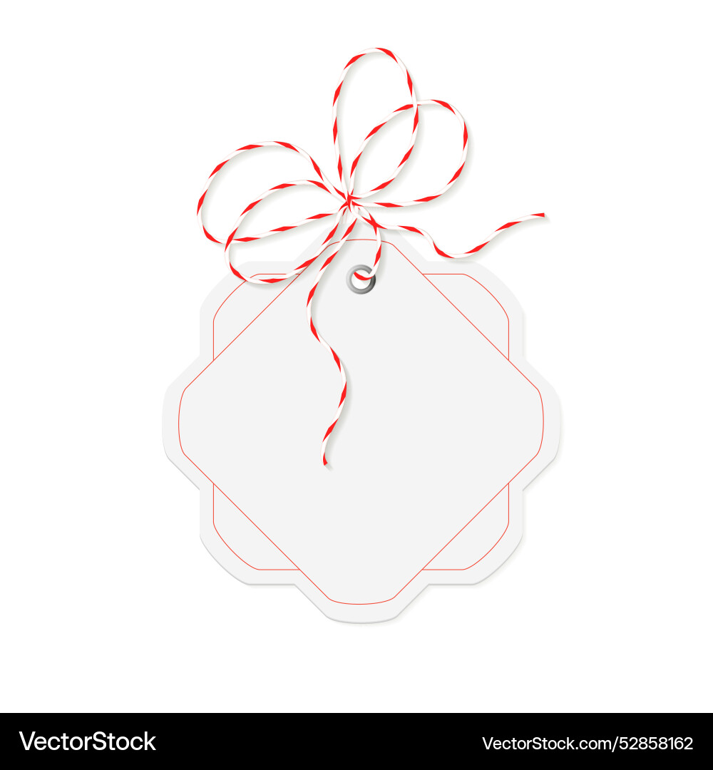 Hexagonal price tag with red string bow vector image