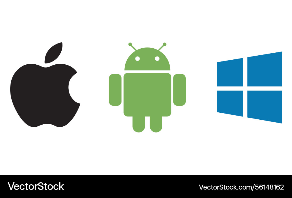 Operating system icons apple android windows logo Operating system icons apple android windows logo vector image