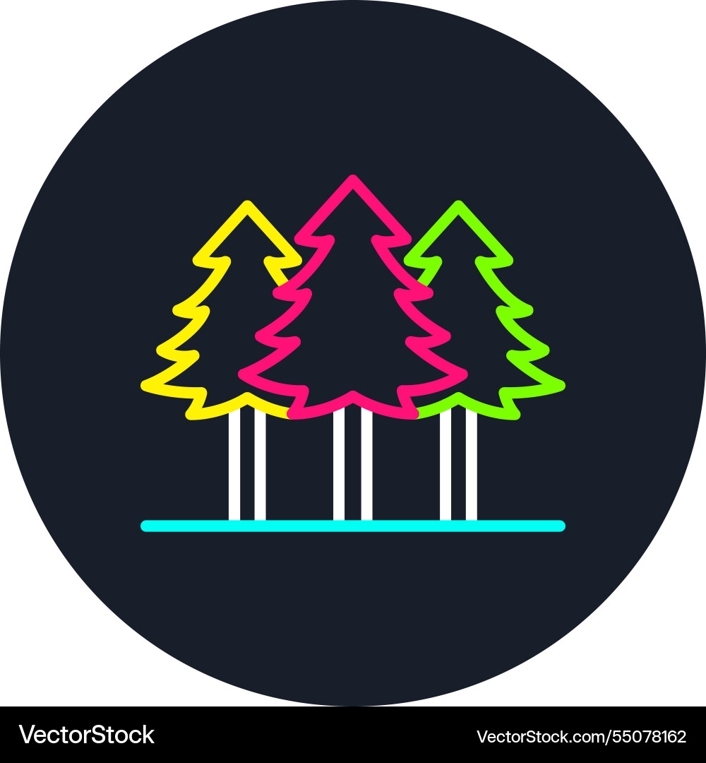 Pines line multi color icon Vector Image