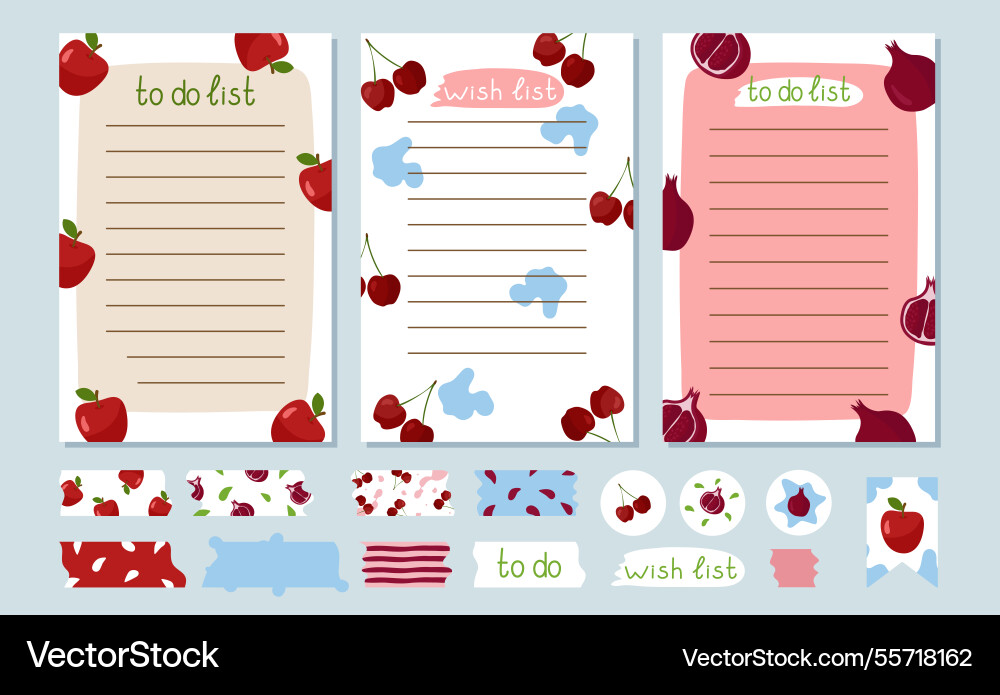 Set of summer to-do lists a template for wish Set of summer to-do lists a template for wish Vector Image