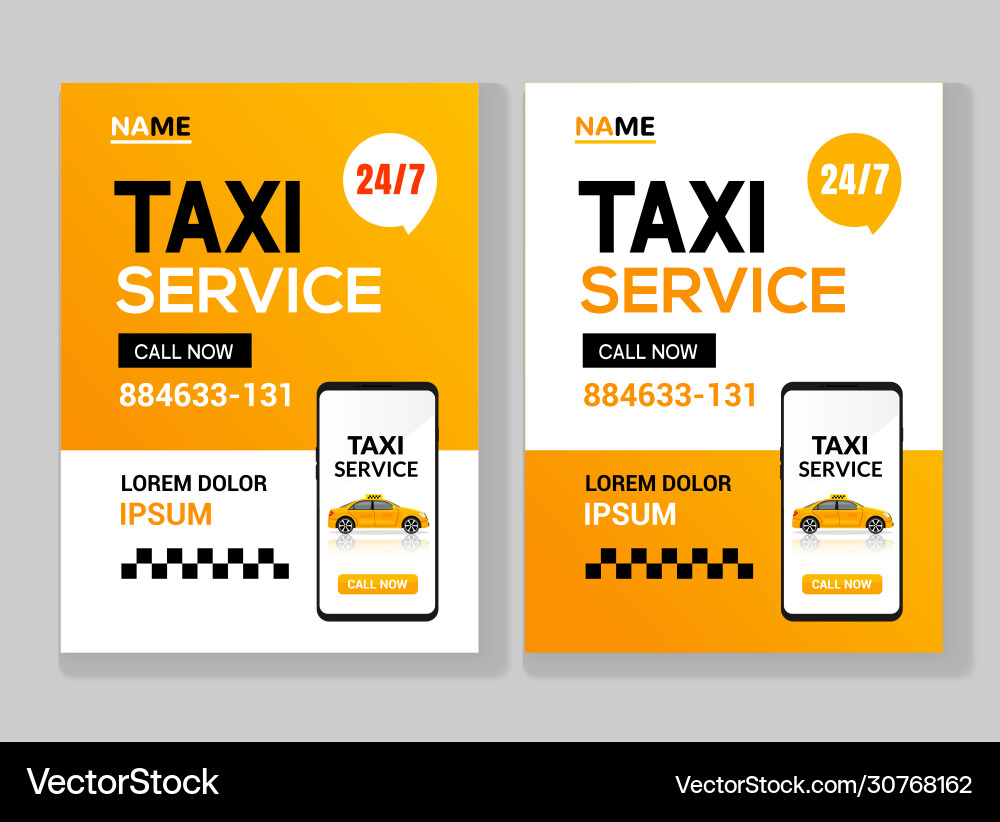 Taxi service flyer layout template car vector image