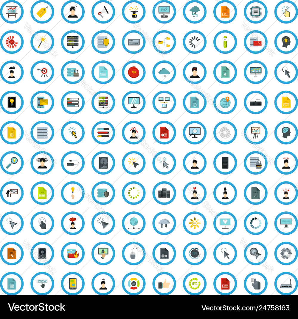 100 Programmoptimierung Icons flachen Stil 100 Programmoptimierung Icons flachen Stil vektorbild