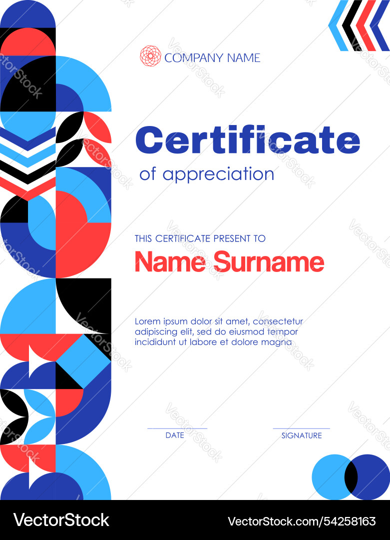 Certificate of appreciation template with pattern Certificate of appreciation template with pattern vector image