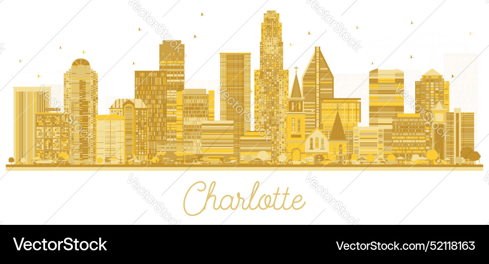 Charlotte nc Stadt Skyline mit goldenen Gebäuden Charlotte nc Stadt Skyline mit goldenen Gebäuden vektorbild