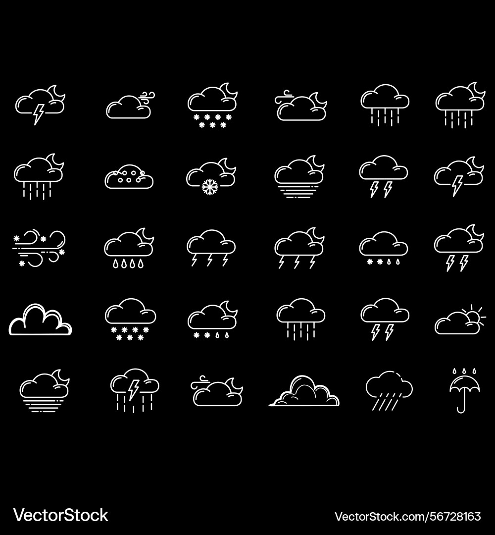 Clouds icons set of in different form Vector Image