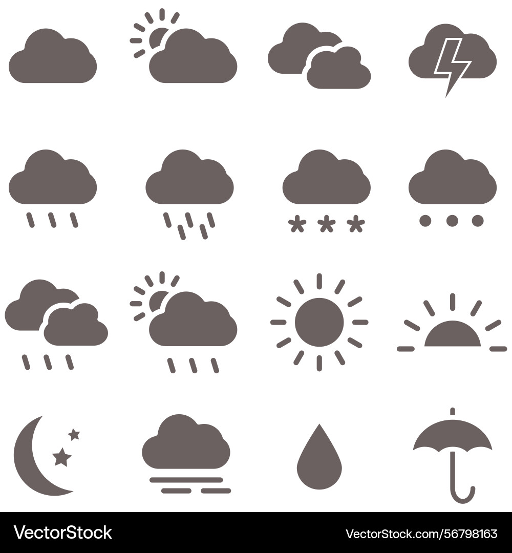 Clouds icons set of in different form Vector Image