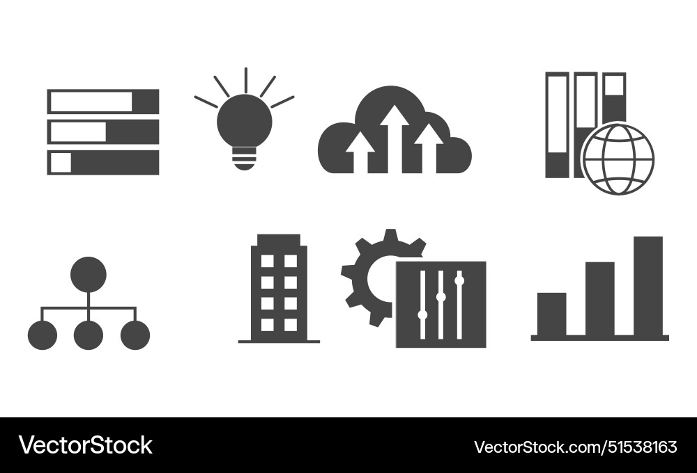 Data analytics icon set big analysis Vector Image