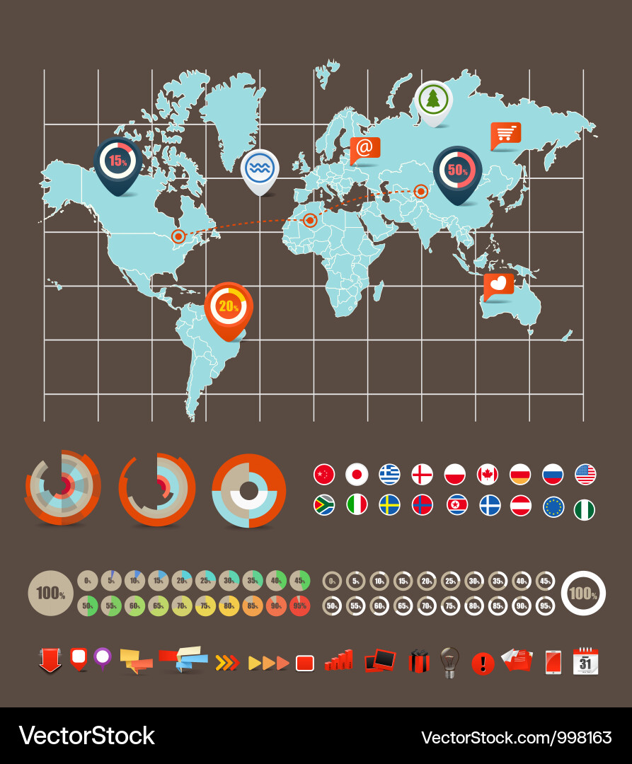 Data Icons and Charts Collection Vector Image