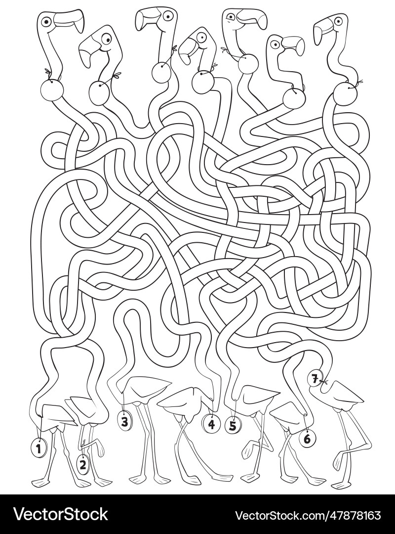 Flamingo Maze: Find the Path! vector image