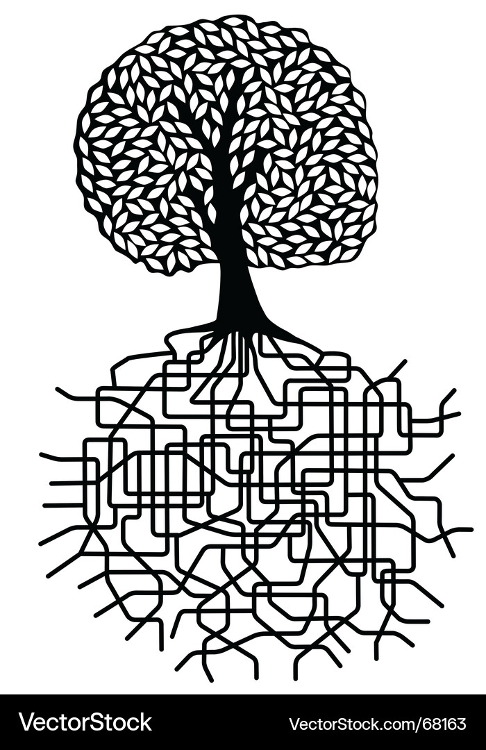 Root System Grid Vector Image