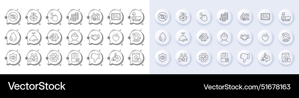 Scroll down heart and qr code line icons for web Vector Image