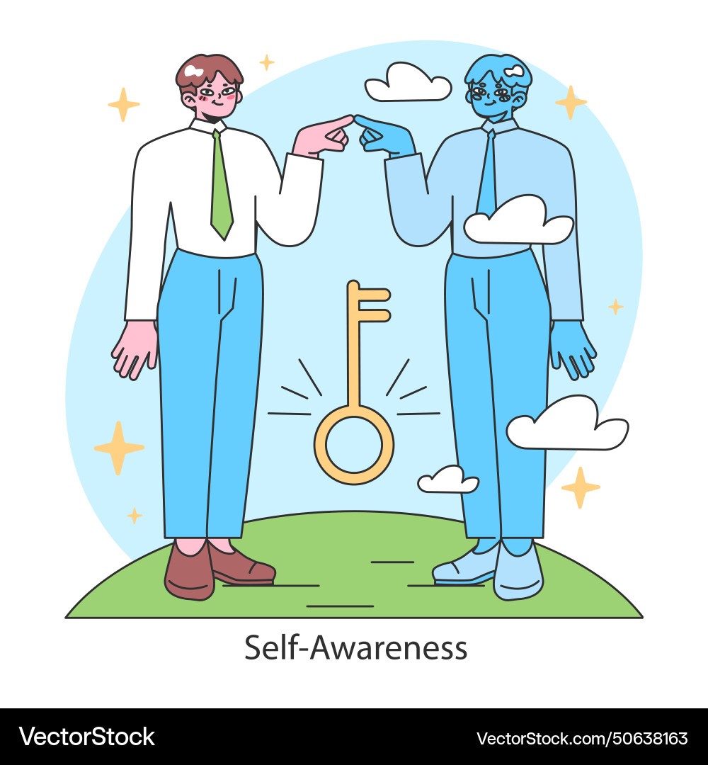Self-awareness concept figures engage Self-awareness concept figures engage vector image