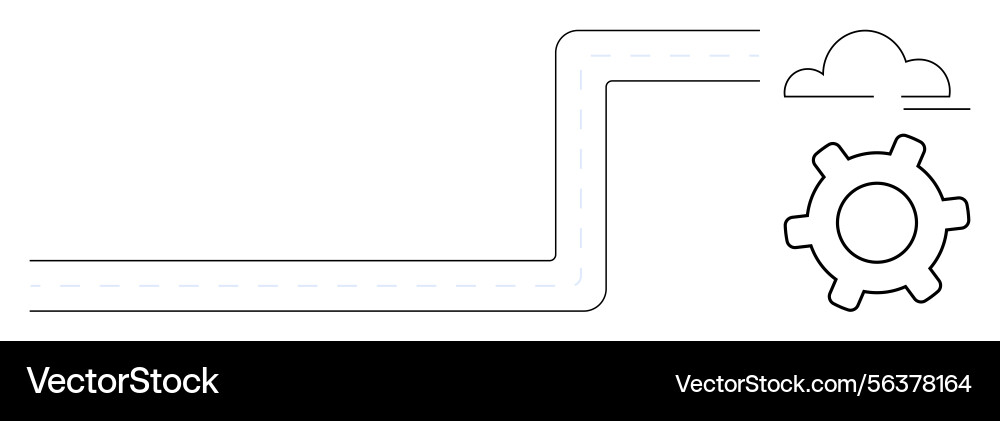 Cloud computing pathway with gear cog for process Cloud computing pathway with gear cog for process vector image