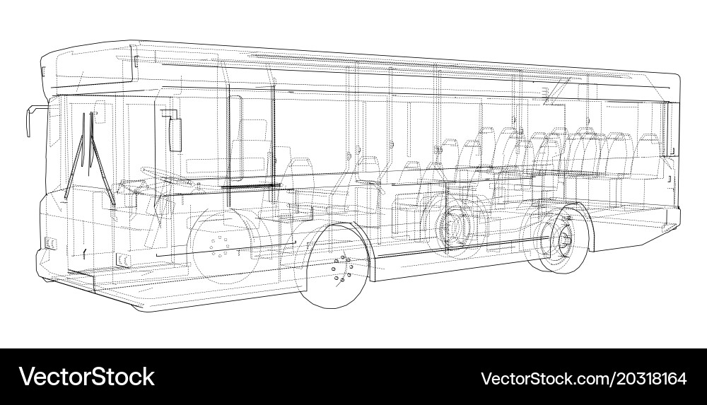 Concept city bus rendering of 3d Vector Image