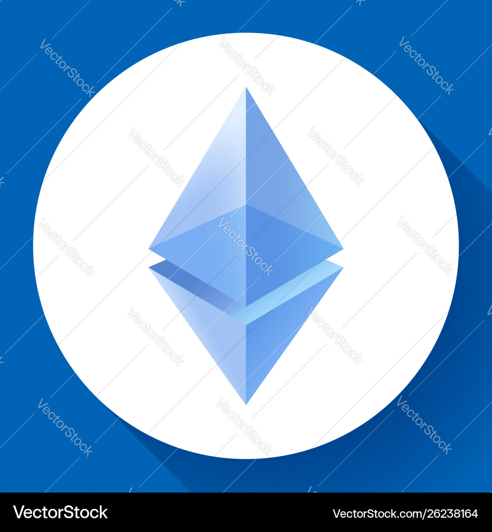 Etherium icon crypto currency mining blockchain Vector Image