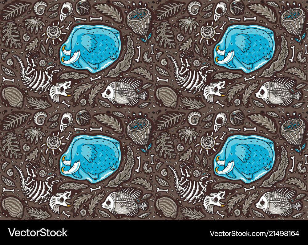 Fossil Bone Seamless Pattern vector image