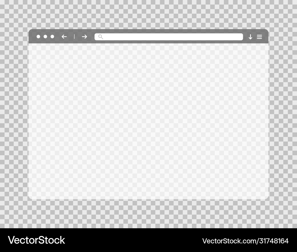 Transparent web browser window template Transparent web browser window template vector image