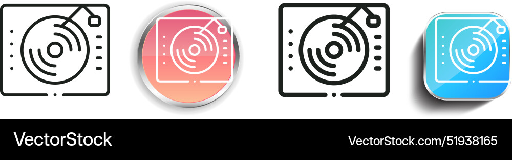 Bluray icon thin linear regular and button style vector image