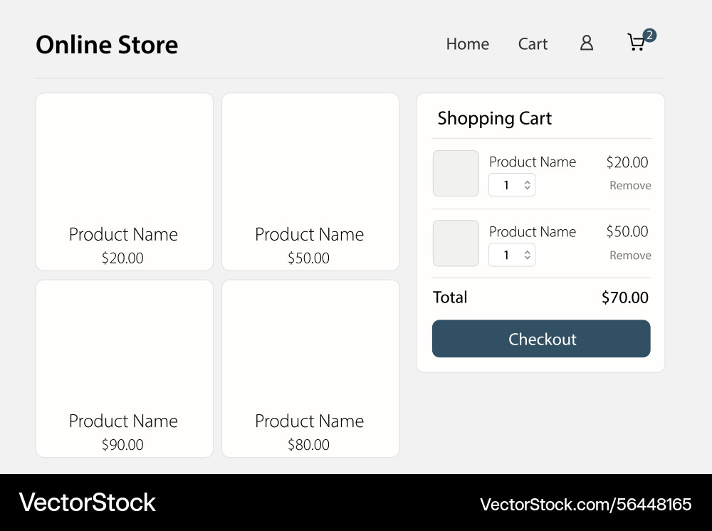 Online store layout with product list vector image