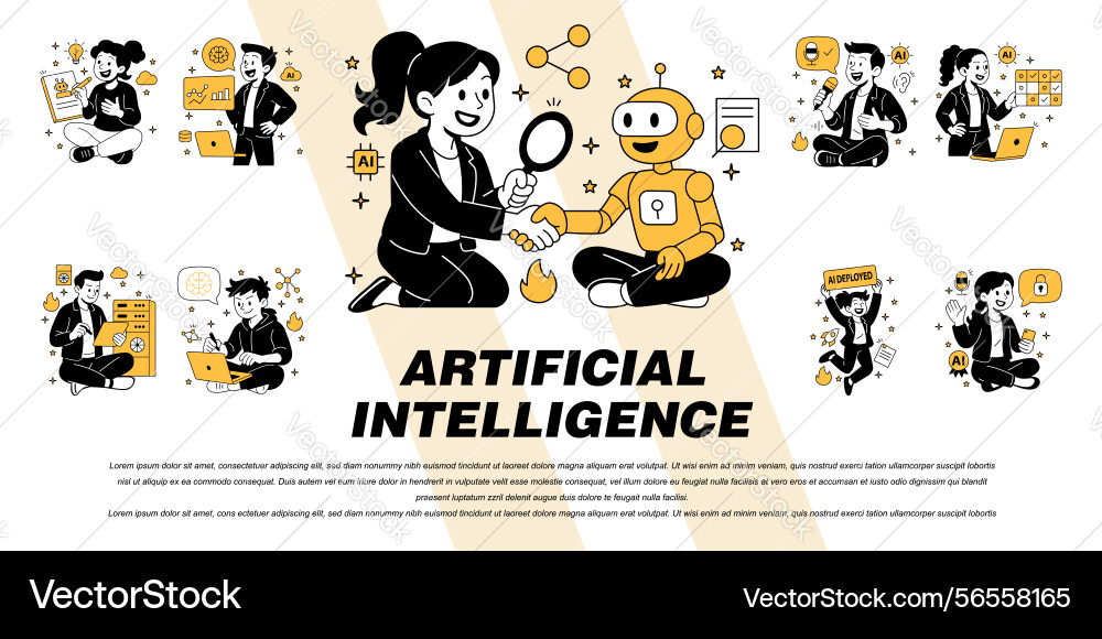 Set about artificial intelligence concepts vector image