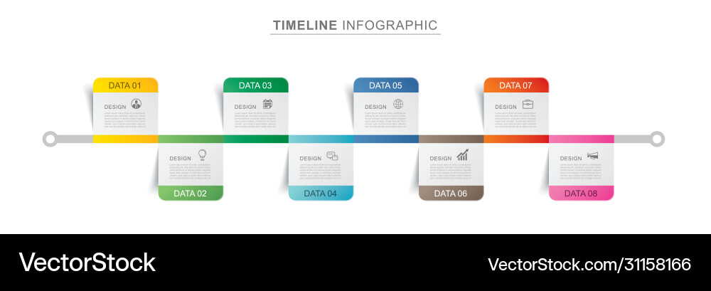 8 infographics rectangle paper index with data 8 infographics rectangle paper index with data vector image