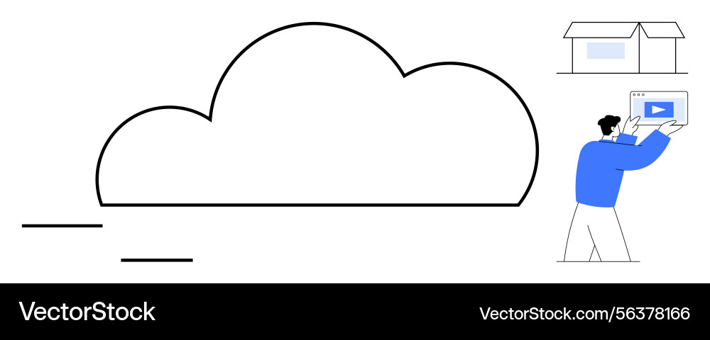 Cloud connection concept featuring user accessing Vector Image