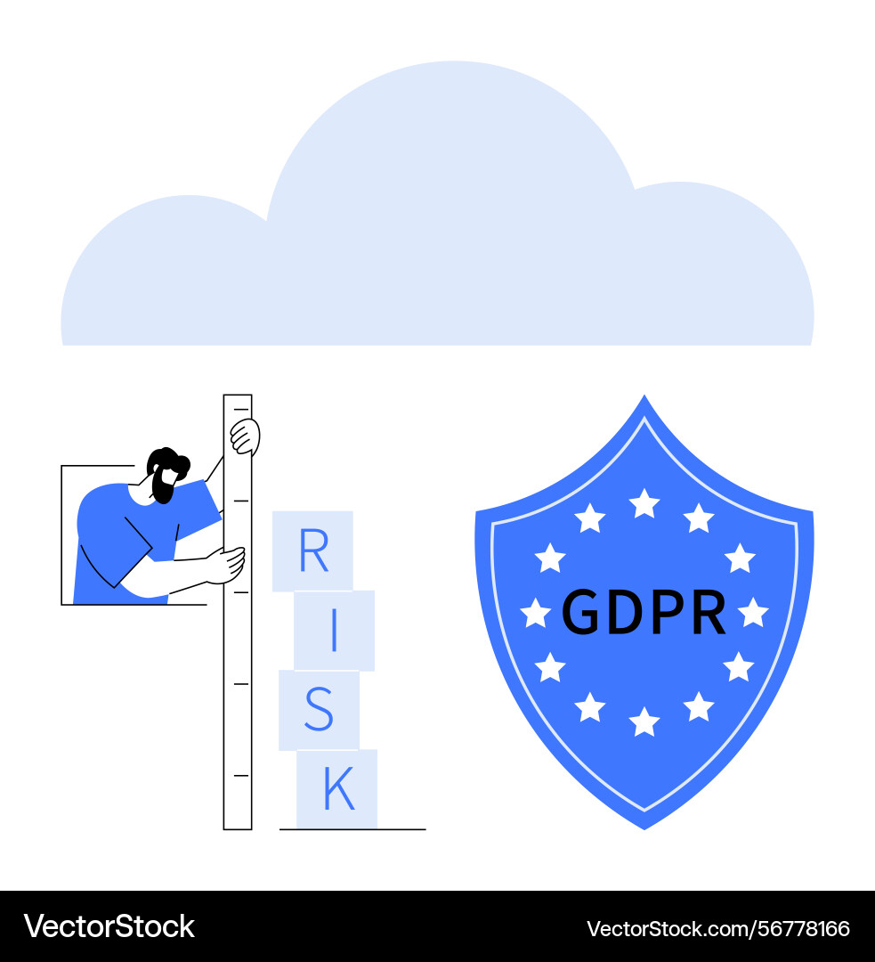 Cloud data privacy concept with gdpr shield Cloud data privacy concept with gdpr shield Vector Image