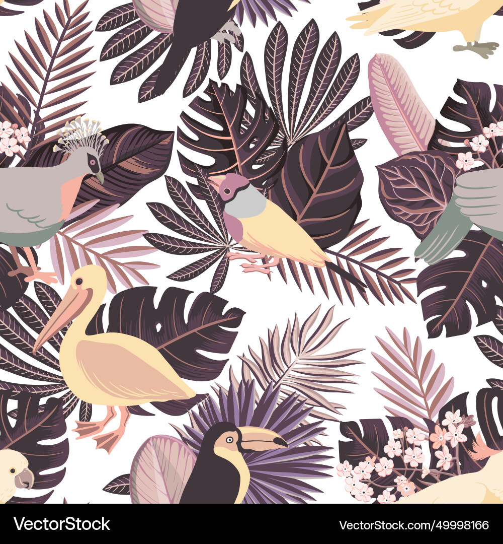 Drawing seamless pattern with birds Drawing seamless pattern with birds vector image
