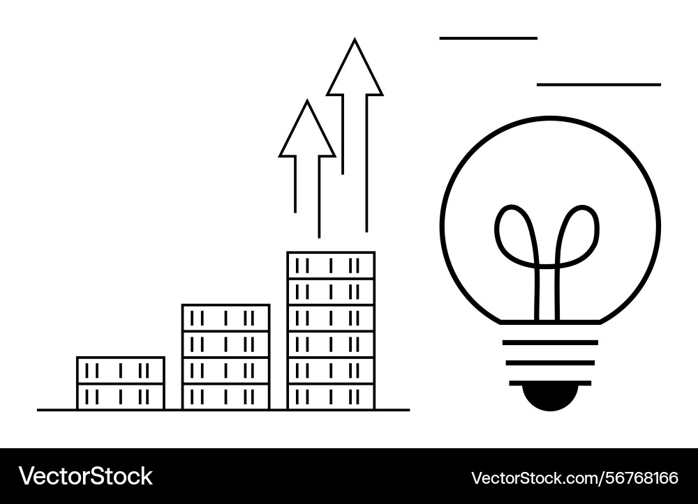 Growth graph with bar chart upward arrows vector image