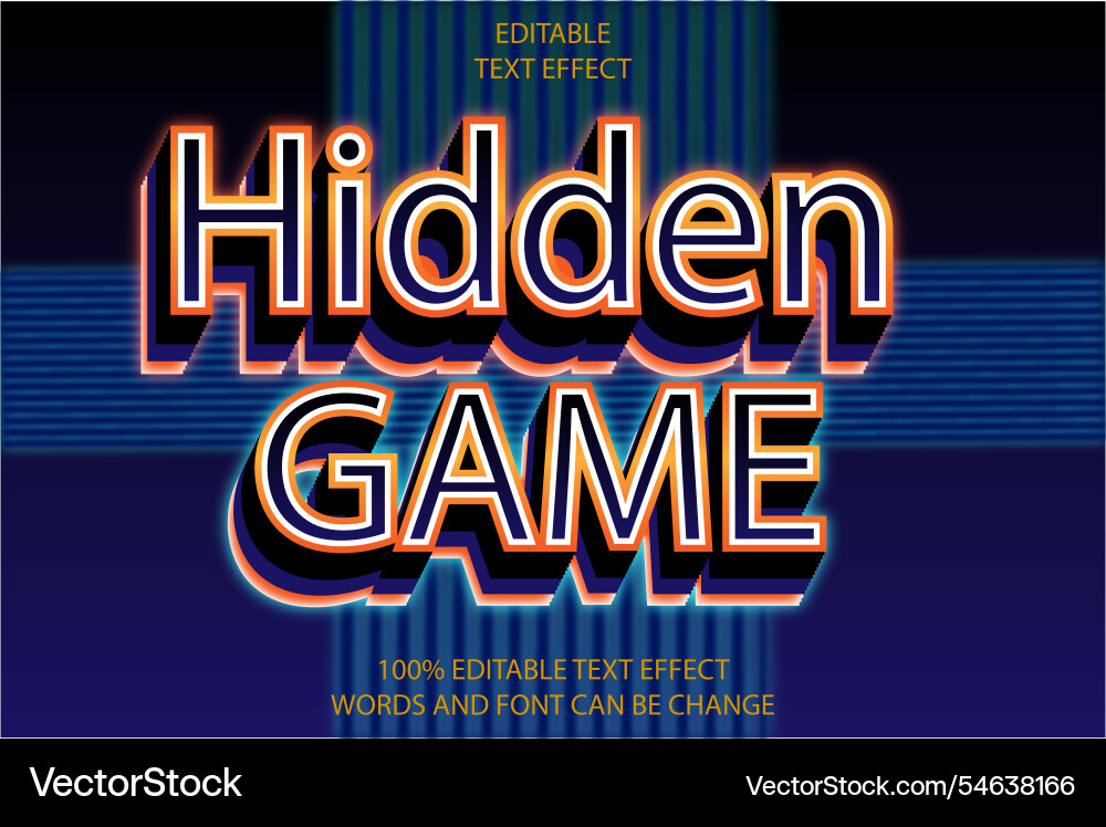 Hidden game editable text effect 3d neon style Hidden game editable text effect 3d neon style vector image