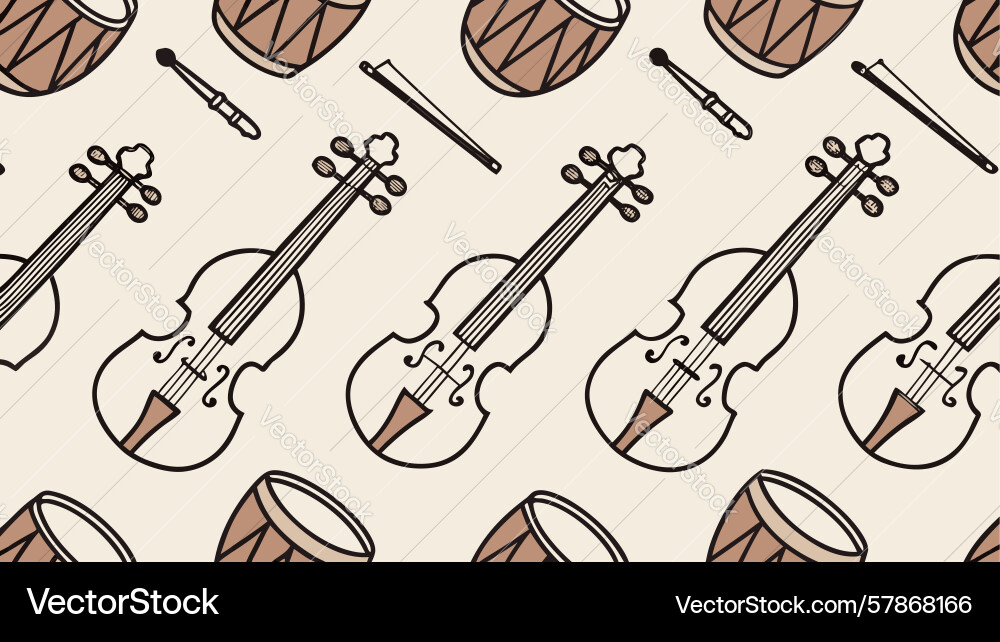 Monochrome string and percussion instruments vector image