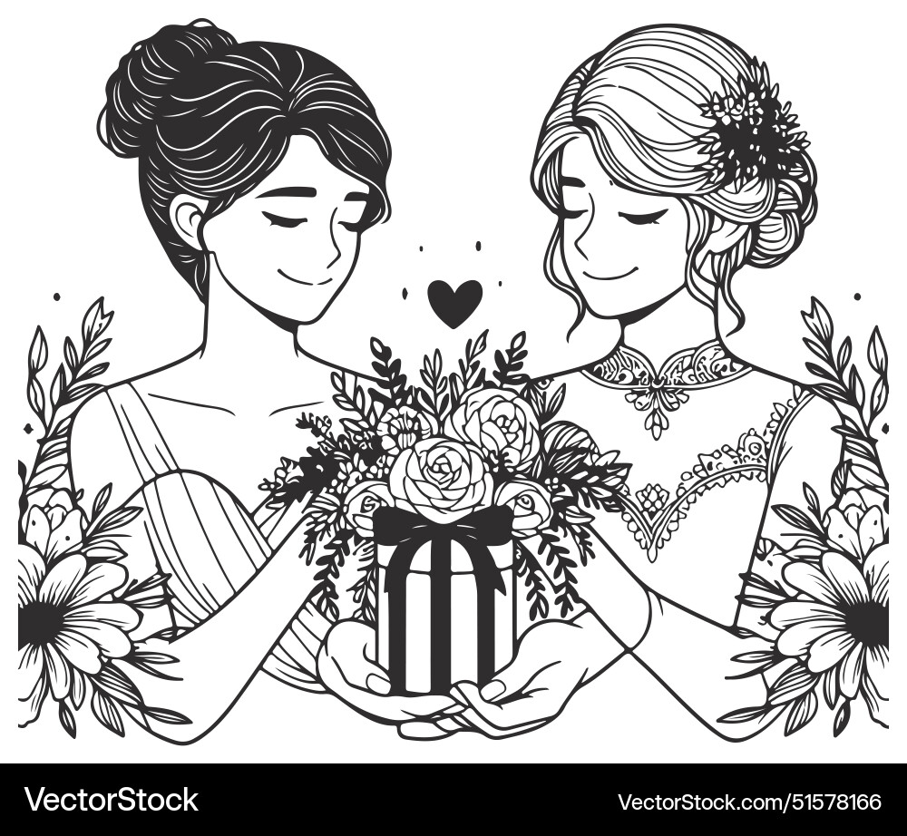 One continuous drawn line wedding from Royalty Free Vector