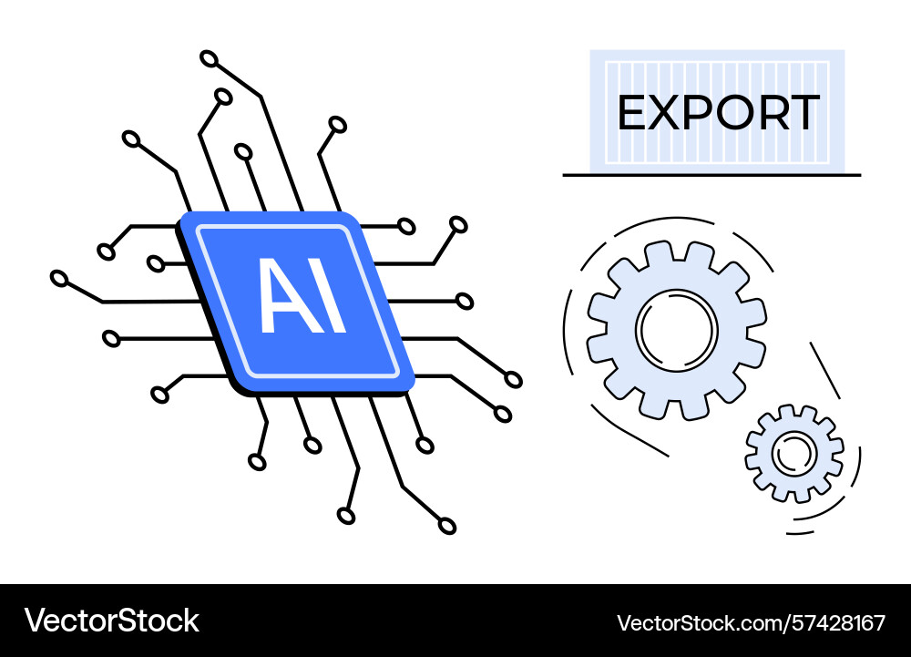 Ai microchip with circuit connections and export Ai microchip with circuit connections and export vector image