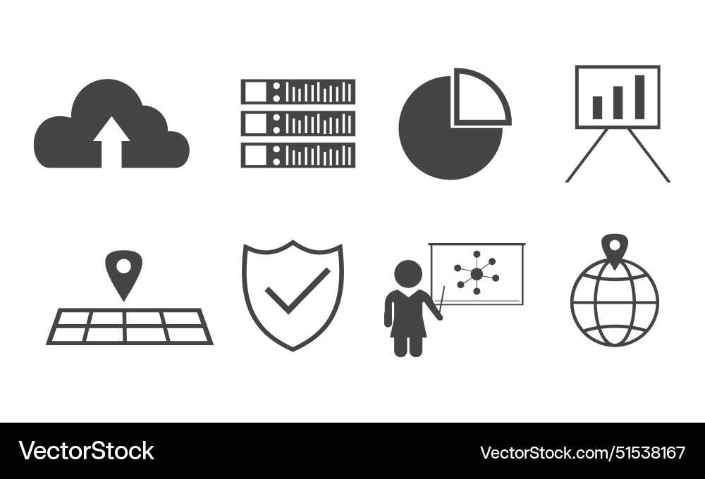 Data analytics icon set big analysis Vector Image