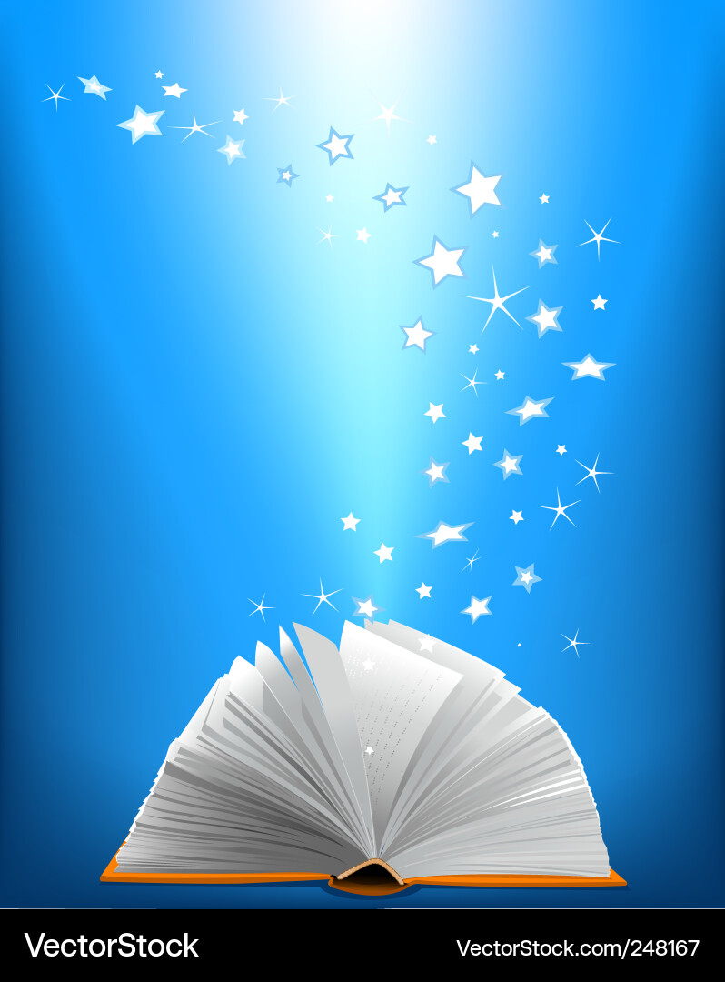 Magic Open Book with Stars Vector Image