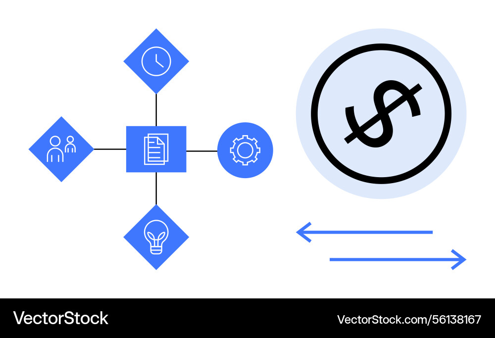 Process workflow with team time management Process workflow with team time management vector image