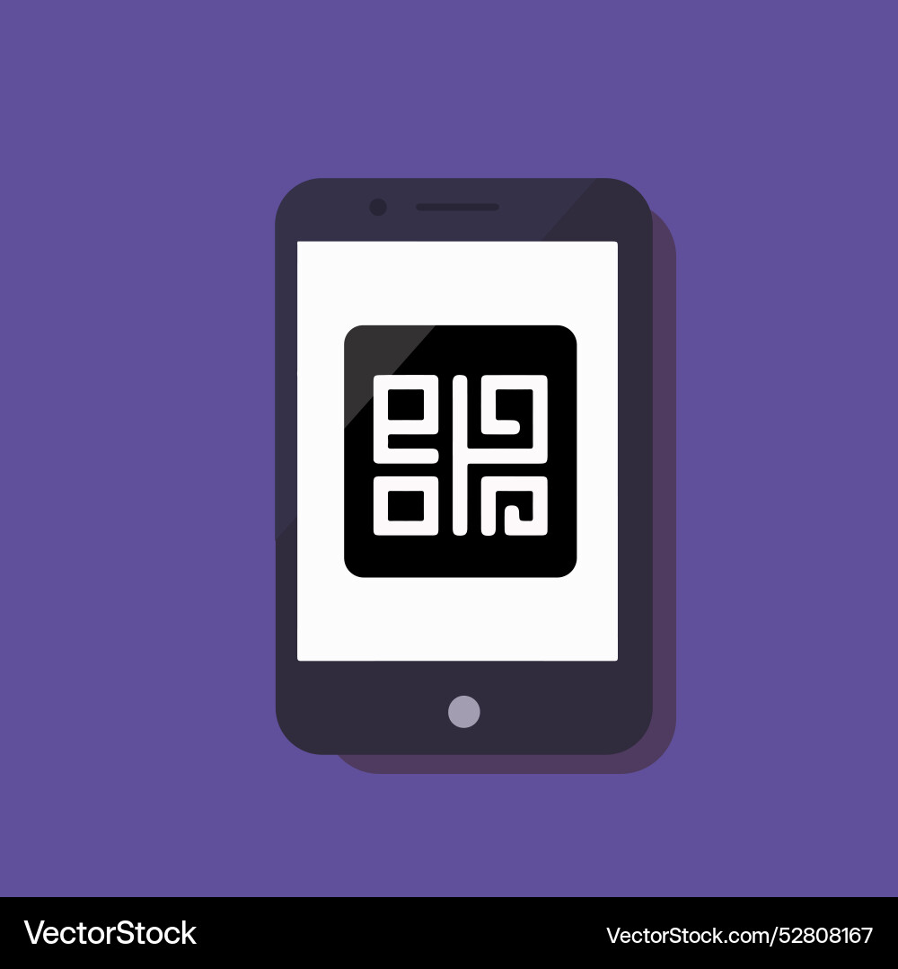 Smartphone with a square-shaped qr code Vector Image